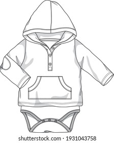 Baby Romper with hooded t shirt vector illustration 