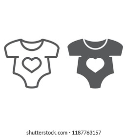 Baby romper line and glyph icon, newborn and clothing, baby suit sign, vector graphics, a linear pattern on a white background.