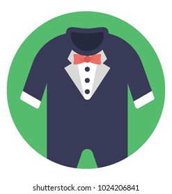 Baby romper, long sleeves clothes for newborn, flat vector icon 