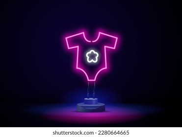 Baby romper neon icon. Glowing Vector illustration of child signs for design. Children concept.