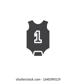 Baby romper with number one vector icon. filled flat sign for mobile concept and web design. Baby Bodysuit clothes glyph icon. Symbol, logo illustration. Vector graphics