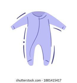 Baby romper or onesie with long sleeves and zipper - isolated vector illustration. Simple kids bodysuit. Casual baby clothing or sleep cloth, single clipart. Infant fashion - object of kid wardrobe