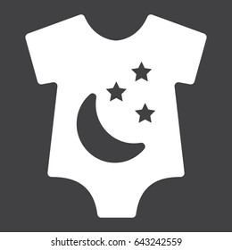 Baby romper solid icon, baby clothes and kid, vector graphics, a filled pattern on a black background, eps 10.