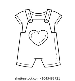 Baby romper vector line icon isolated on white background. Clothes for children - little romper and t-shirt line icon for infographic, website or app.