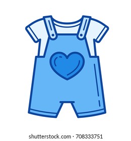 Baby romper vector line icon isolated on white background. Baby romper line icon for infographic, website or app. Blue icon designed on a grid system.