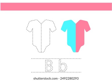 baby rompers clothes letter word trace for kids handwriting practice child book exercise design vector