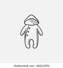 Baby rompers sketch icon for web, mobile and infographics. Hand drawn vector isolated icon.