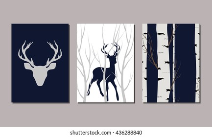 baby room artwork deer birch