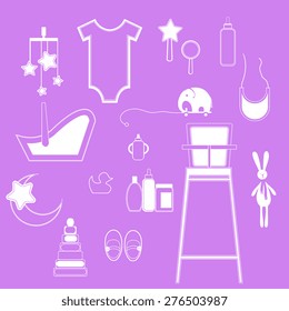 Baby room elements.Baby stuff. Vector illustration