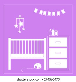 Baby room. Illustration. Vector kids room interior