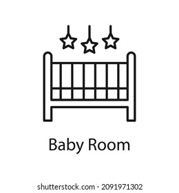 Baby Room vector outline icon for web isolated on white background EPS 10 file