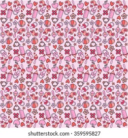 Baby rosy background. Seamless texture. Abstract children pattern for little girl.