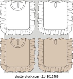 Baby Ruffle bib flat sketch