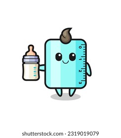 baby ruler cartoon character with milk bottle , cute style design for t shirt, sticker, logo element