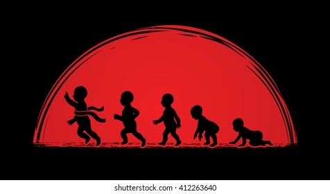 Baby running steps designed on sunlight background graphic vector