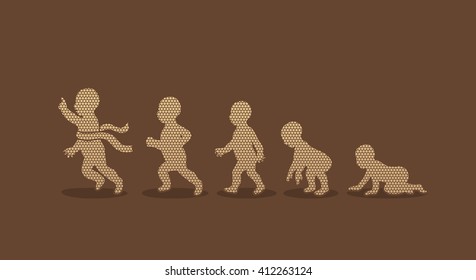 Baby running steps designed using geometric pattern graphic vector