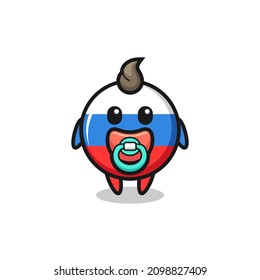 baby russia flag badge cartoon character with pacifier , cute style design for t shirt, sticker, logo element