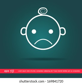 Baby Sad Vector Icon