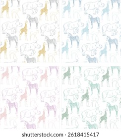 Baby Safari Animals Colorful pattern