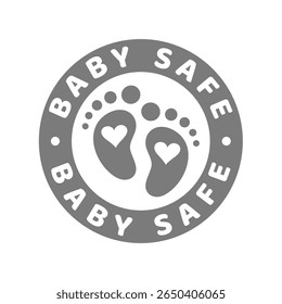 Babysicheres Vektorlabel. Produkt, für Babys geeignete Waren Symbol.
