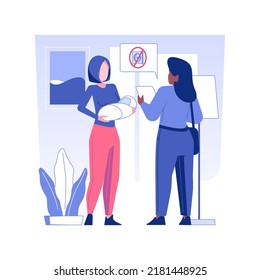 Baby Safety Consultation Isolated Concept Vector Illustration. Young Mother Talking With Woman About Newborn Safety, Baby Proofing Industry, Private House Custom Interior Vector Concept.