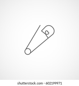 Baby Safety Pin Line Icon On White Background