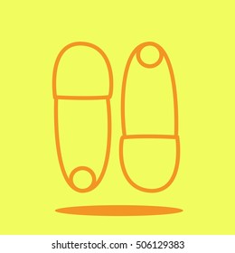 Baby safety pins cute icon in trendy flat style isolated on color background. Baby symbol for your design, logo, UI. Vector illustration, EPS10. Line style. 