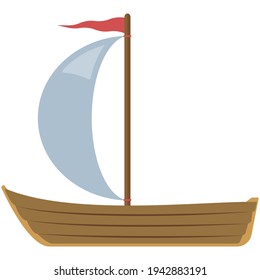 Baby sail boat vector illustration isolated on white