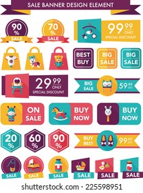 baby sale banner design flat background set, eps10