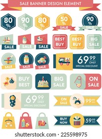 baby sale banner design flat background set, eps10