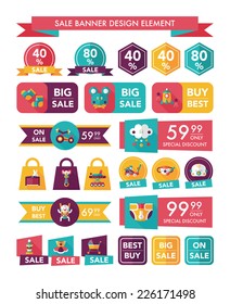 baby sale banner design flat background set, eps10