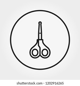 Baby scissors. Universal icon for web and mobile application. Vector illustration on a white background. Editable Thin line.