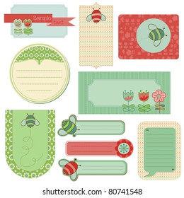 Baby Scrap with Bee -Set of  beautiful Tags and design elements