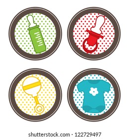 Baby scrapbook collection, toddler accessories concept, vector illustration