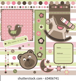 Baby scrapbook elements, vector