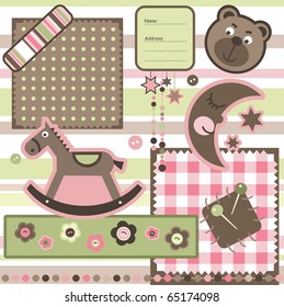 Baby scrapbook elements, vector