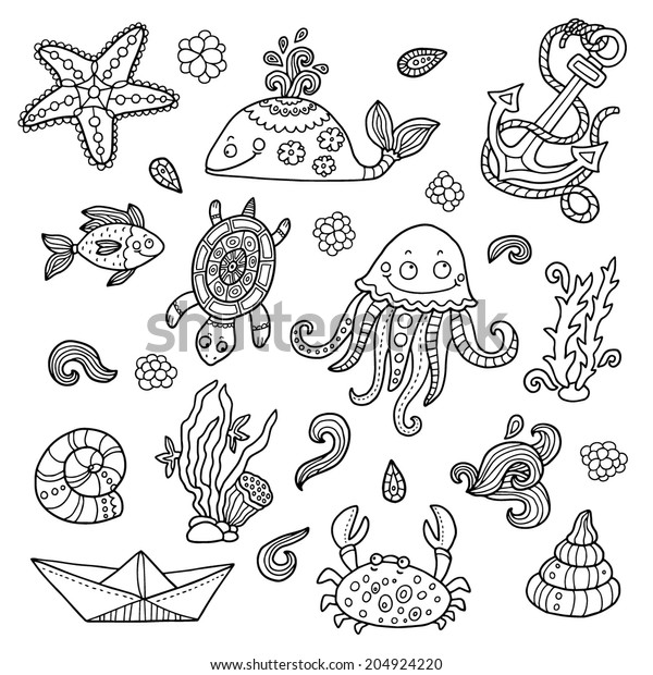 Baby Sea Creatures Stock Vector (Royalty Free) 204924220 | Shutterstock