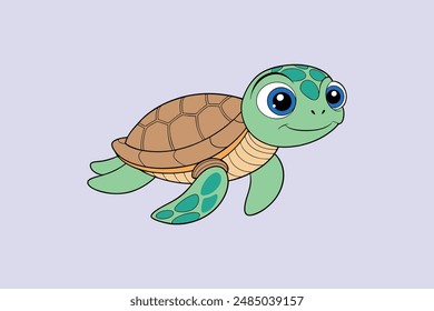 The "Baby Sea Turtle Swimming Vector Illustration" is a charming and detailed graphic showcasing a baby sea turtle gracefully swimming. This vector art is perfect for use in marine-themed designs.