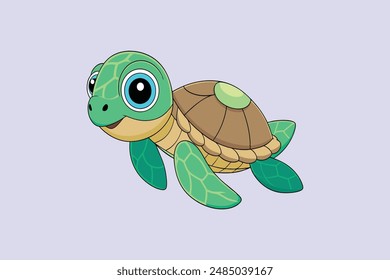 The "Baby Sea Turtle Swimming Vector Illustration" is a charming and detailed graphic showcasing a baby sea turtle gracefully swimming. This vector art is perfect for use in marine-themed designs.