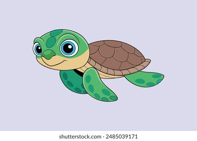 The "Baby Sea Turtle Swimming Vector Illustration" is a charming and detailed graphic showcasing a baby sea turtle gracefully swimming. This vector art is perfect for use in marine-themed designs.