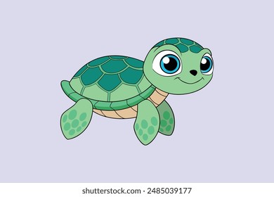 The "Baby Sea Turtle Swimming Vector Illustration" is a charming and detailed graphic showcasing a baby sea turtle gracefully swimming. This vector art is perfect for use in marine-themed designs.