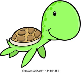 Baby Sea Turtle Vector Illustration
