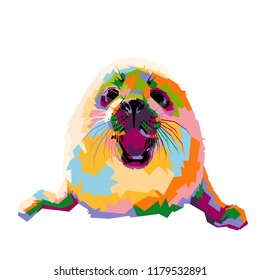 baby seal illustration. pop art style