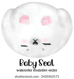 Baby seal, watercolor, cute seat., vector, illustration, sea, ocean