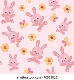 Baby seamless with bunny. Vector  illustration.