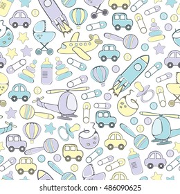 Baby seamless colorful pattern for boy - vector illustration