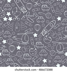 Baby seamless colorful pattern for boy - vector illustration