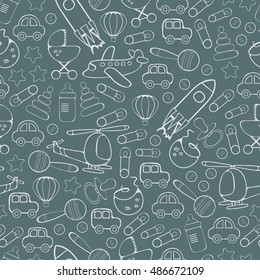 Baby seamless colorful pattern for boy - vector illustration