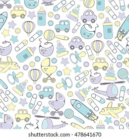 Baby seamless colorful pattern - vector illustration