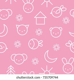 Baby seamless pattern with animals for print. Vector illustration.